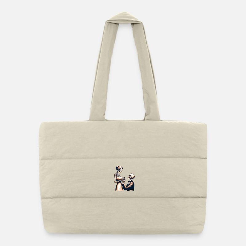 Conception de parodie de squelette de mariage - Sac shopping matelassé - blanc naturel