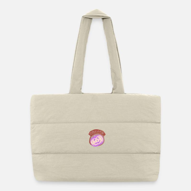 Lilac Halloween Bright Pumpkin Puffer Shopping Bag