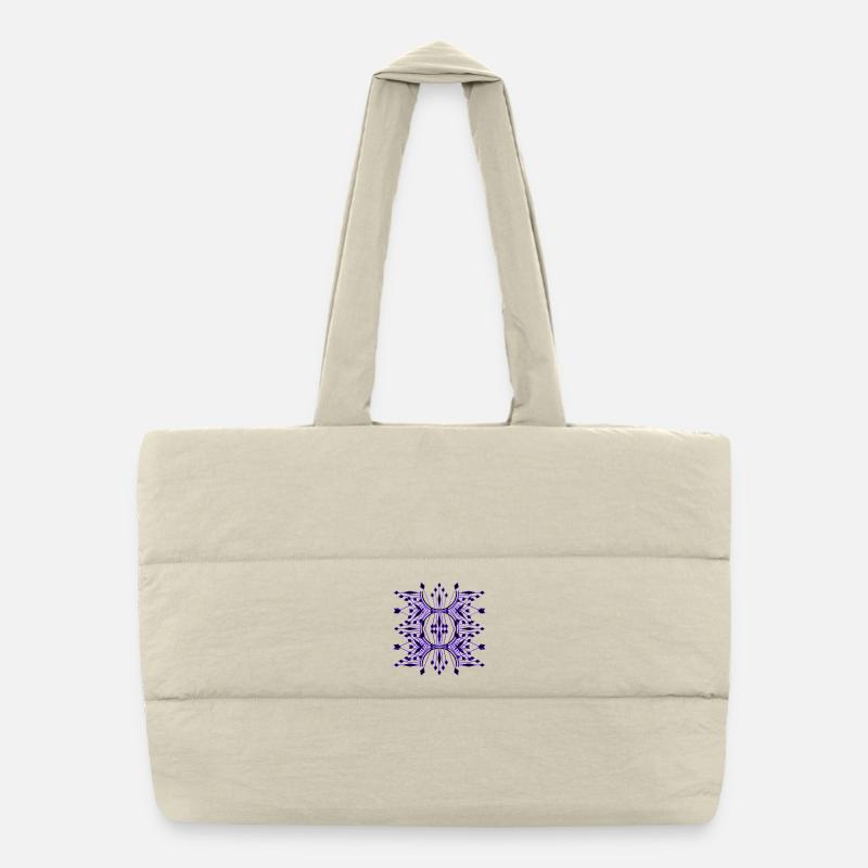 Purple Symmetry Mandala Network Puffer Shopping Bag