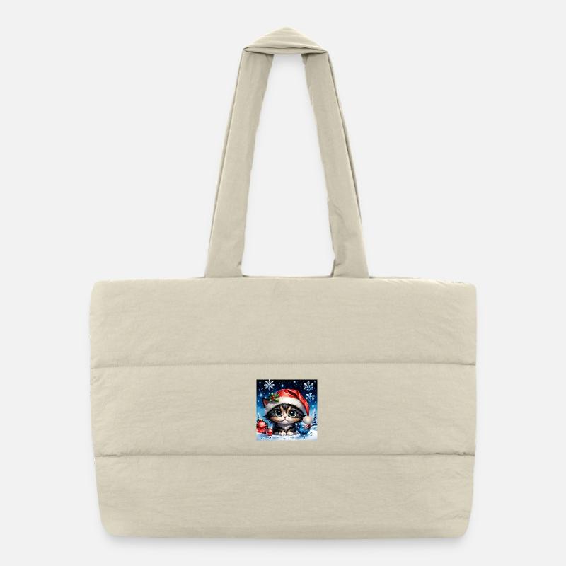 Adorable Christmas kitten. Puffer Shopping Bag