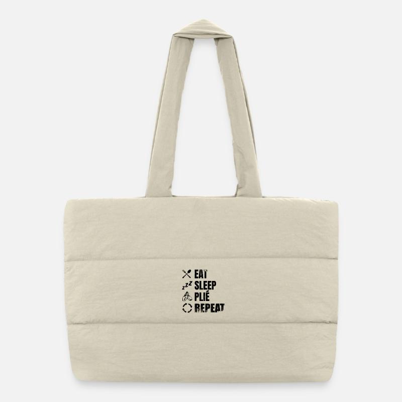 Manger dormir Plié Répéter - Sac shopping matelassé - blanc naturel