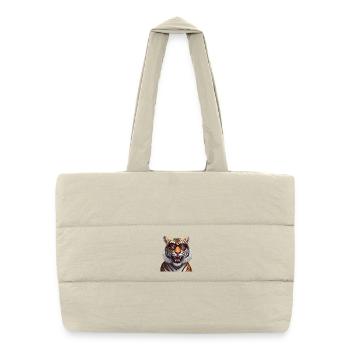 Intelligent Tiger with Glasses Design - Puffer Shopping Bag - natural - Front