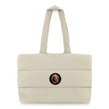 Lion dans le cercle du zodiaque - Signe du zodiaque Lion - Sac shopping matelassé - blanc naturel - Devant
