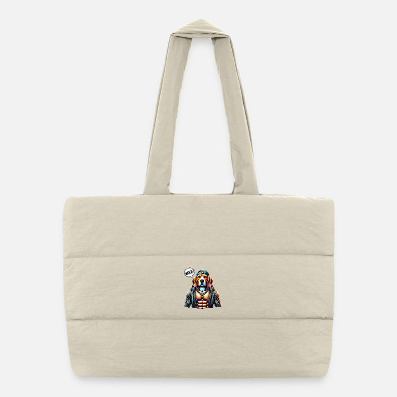 Look chien coloré en tenue de rue Sac shopping matelassé