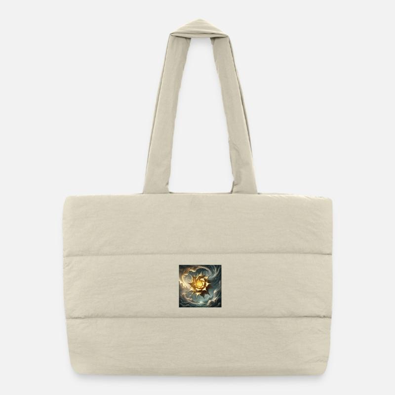 Cosmic Golden Blossom  Puffer Shopping Bag