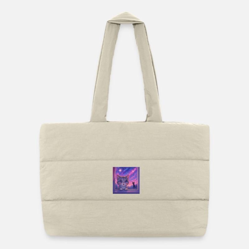 Chat cosmique aux yeux d’étoiles Sac shopping matelassé