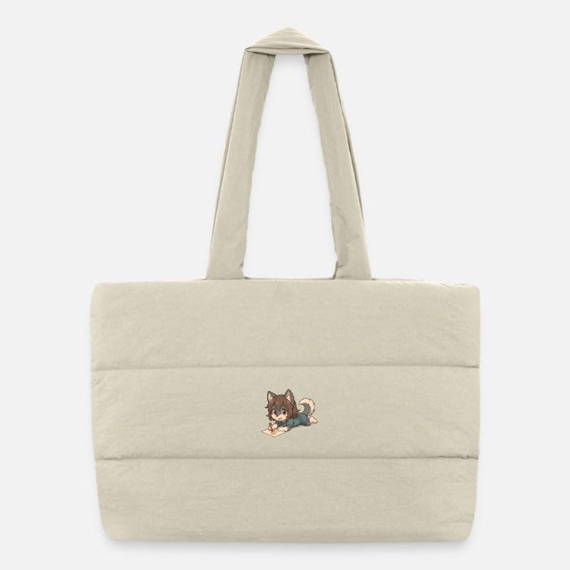 Chibi Wolf Pup – Zeichnendes Wolfs-Kind Motiv Puffer-Einkaufstasche