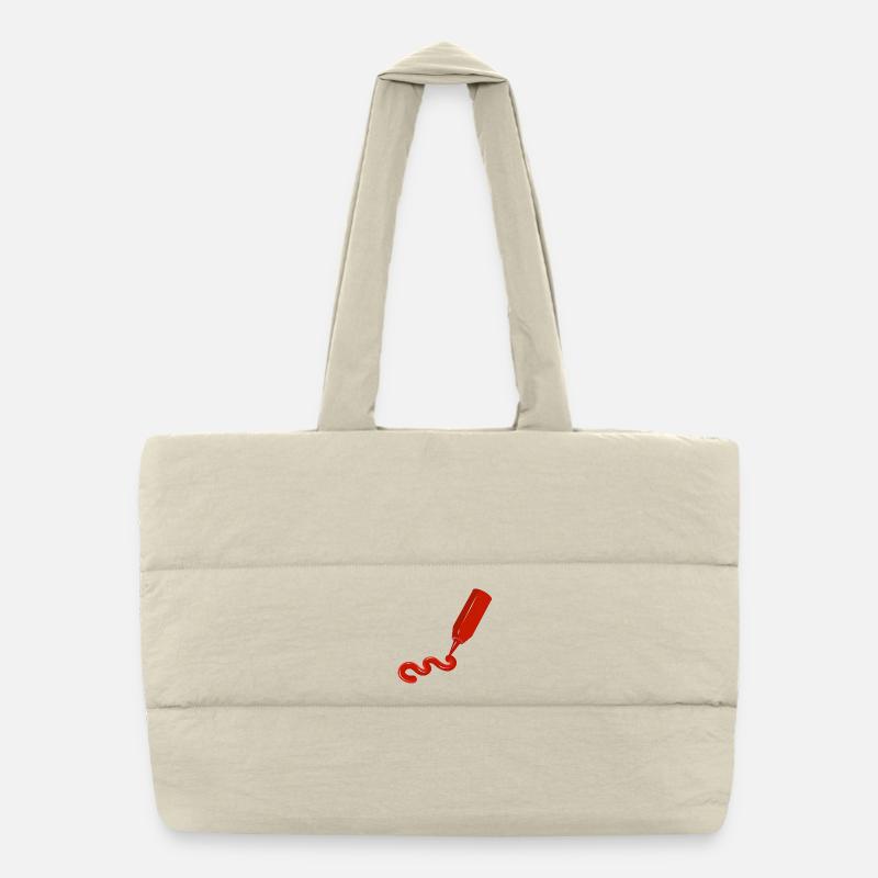 Ketchup bottle with swing - funny food design Puffer Shopping Bag