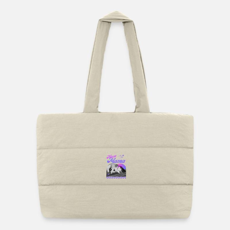 Sleeping cat with flower wreath Puffer Shopping Bag