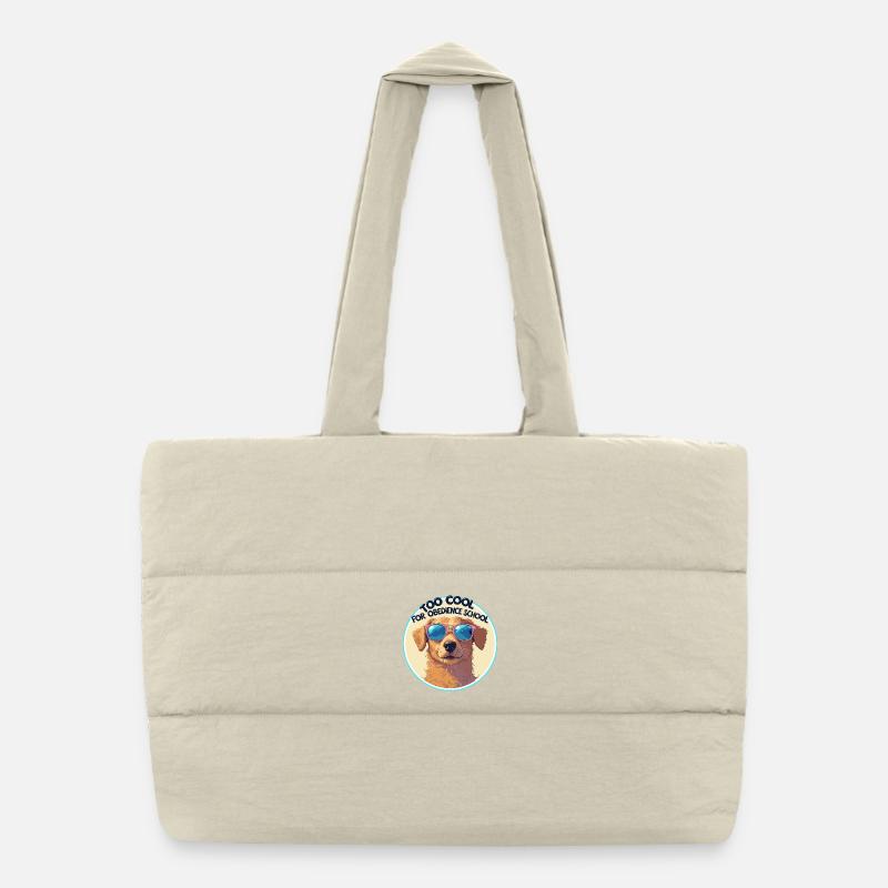 Trop cool pour l’école d’obéissance - Funny Dog Design Sac shopping matelassé