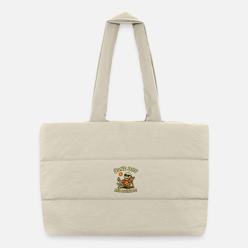 Bone Dry and Loving It Beach Skeleton Puffer Shopping Bag