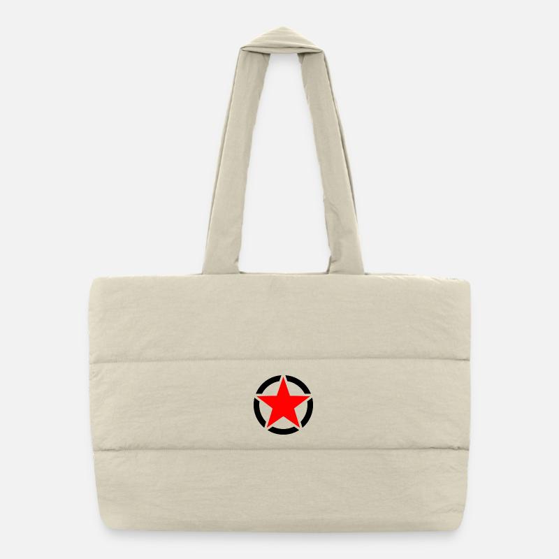 Red Star Puffer Shopping Bag