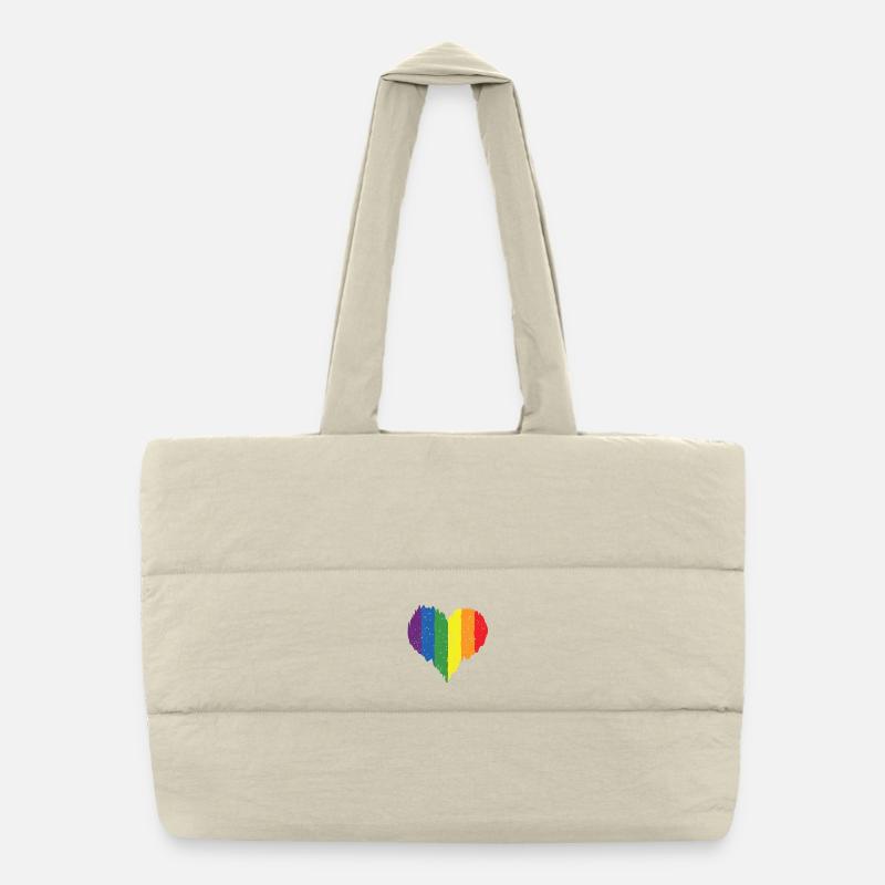 Regenbogen Herz Pride Flagge Farben LGBTQ+ Grunge Puffer-Einkaufstasche