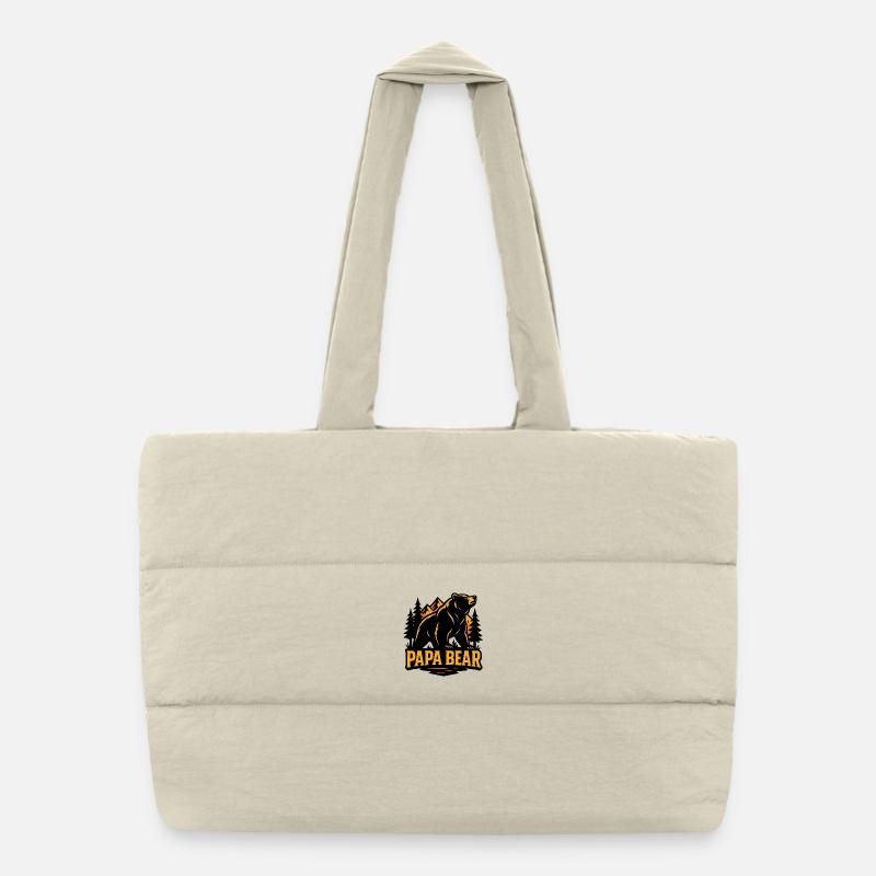 Papa Bear Mighty Forest Bear - Puffer Shopping Bag - natural