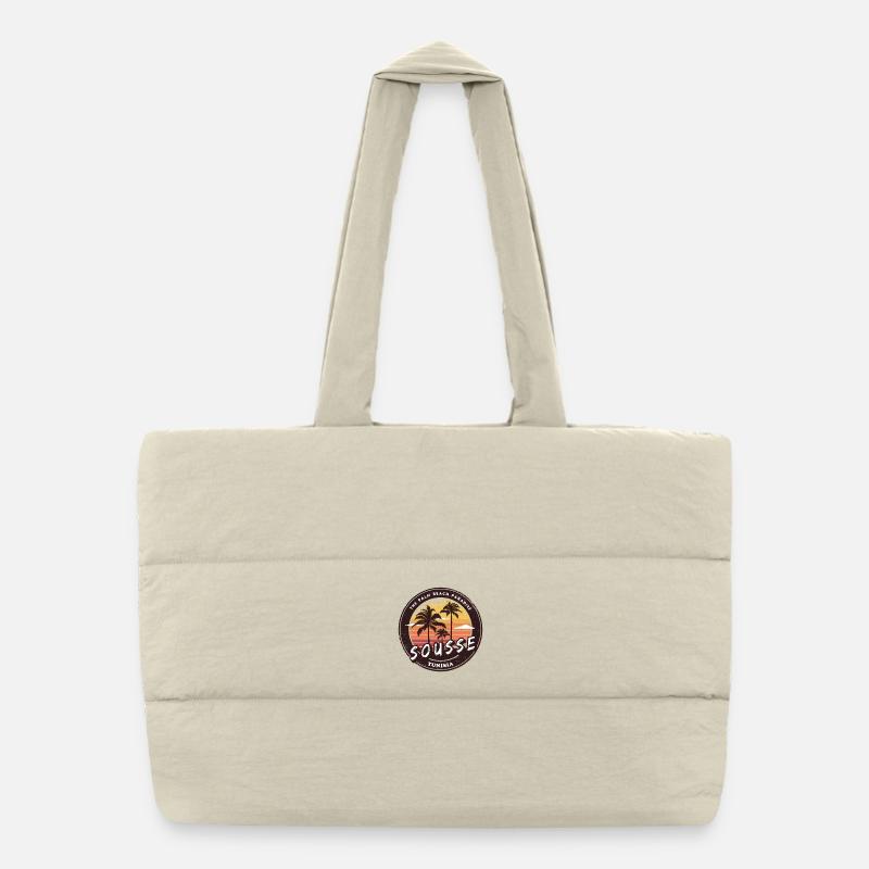 Sousse Palm Trees Vintage Design Puffer Shopping Bag