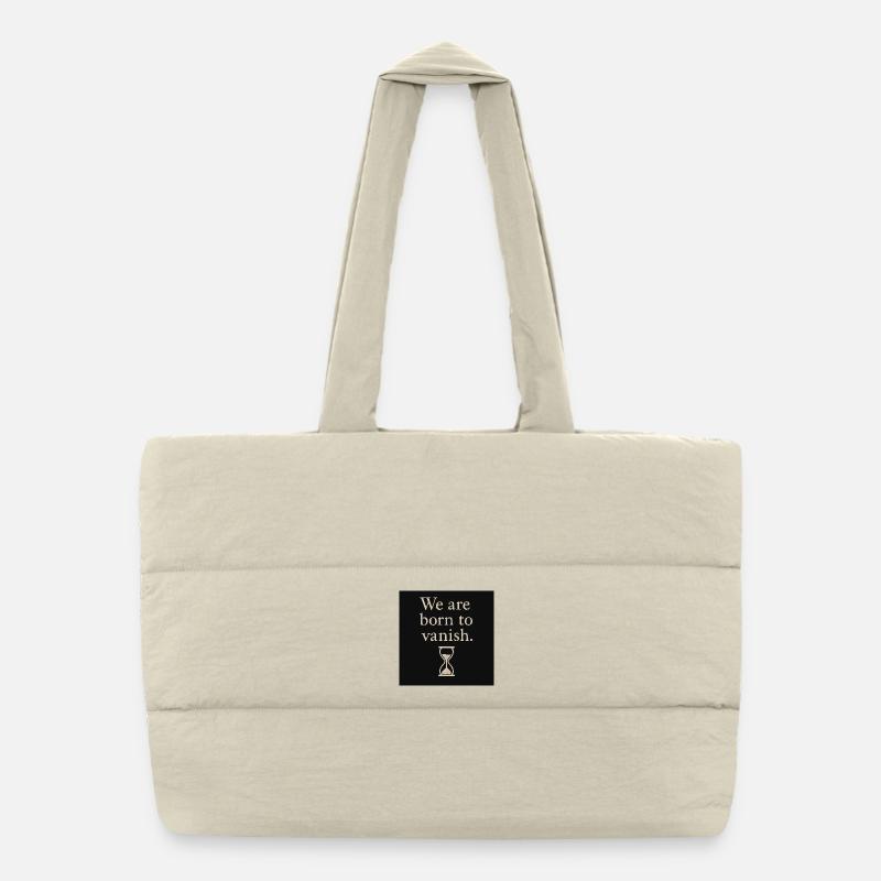 Transience Saying with Hourglass Design Puffer Shopping Bag