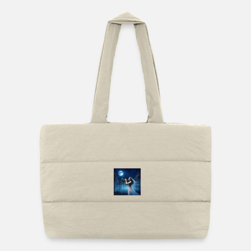 Trumpeter in the enchanted forest by moonlight Puffer Shopping Bag