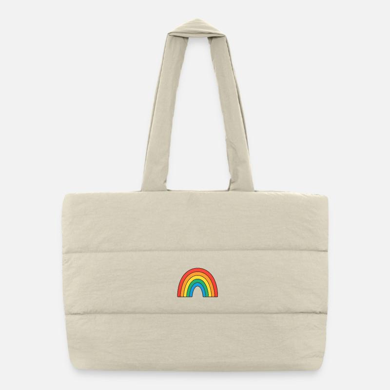 Lebendige Regenbogen-Illustration in Retrofarben Puffer-Einkaufstasche