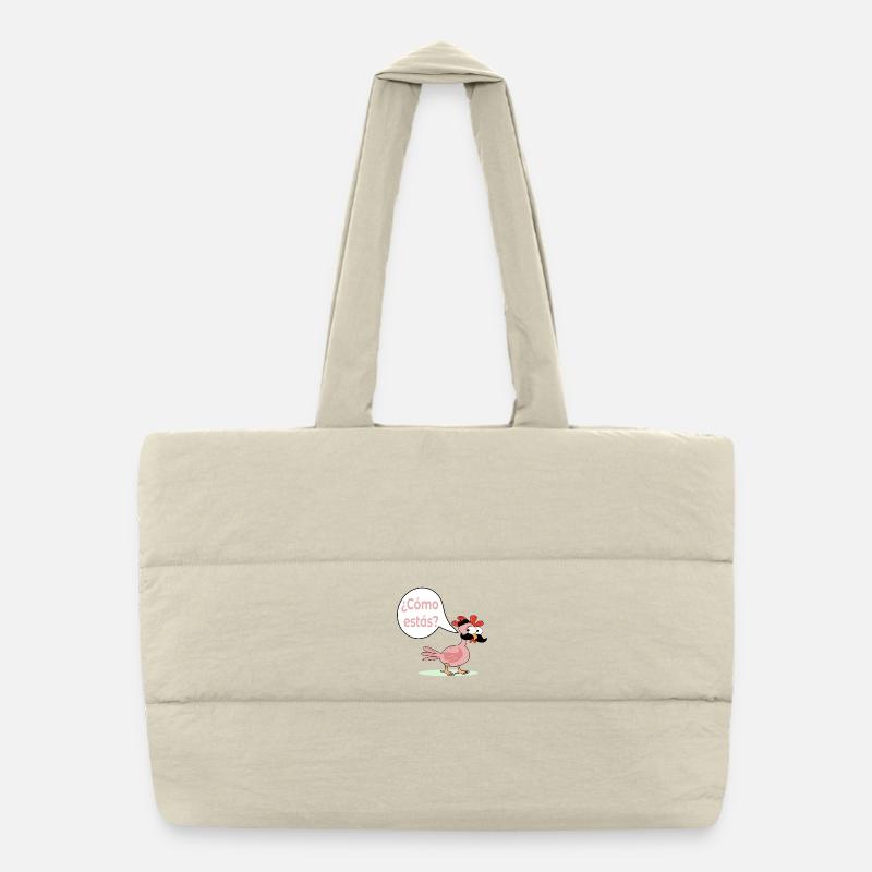 How are you - Chicken Chicken Mustache Hen Puffer Shopping Bag