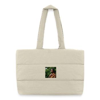 Portrait Afroétnique avec Bijoux Traditionnels - Sac shopping matelassé - blanc naturel - Devant