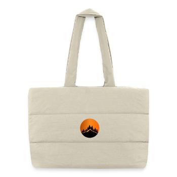 Sunset Mountain Forest Silhouette - Puffer Shopping Bag - natural - Front