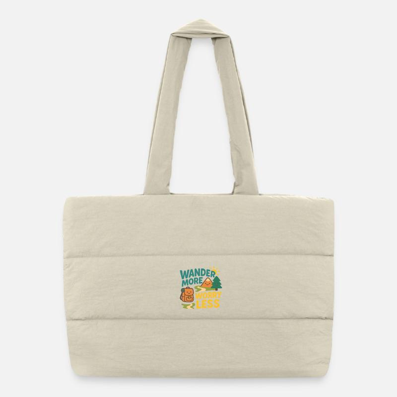Wander More Worry Less Puffer Shopping Bag