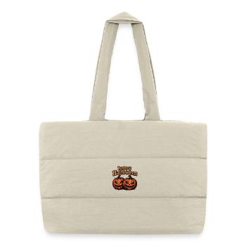 Spooky Halloween pumpkins with evil eye - Puffer Shopping Bag - natural - Front