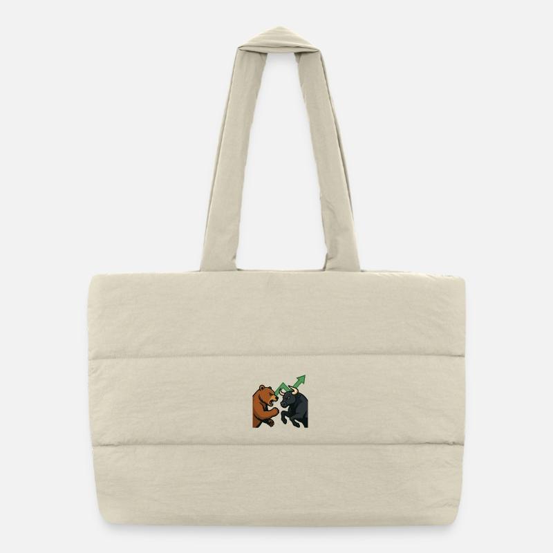 Bears and Bulls Fight Chart Puffer Shopping Bag