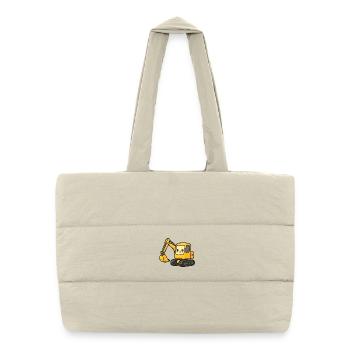 Cute excavator with googly eyes - Puffer Shopping Bag - natural - Front