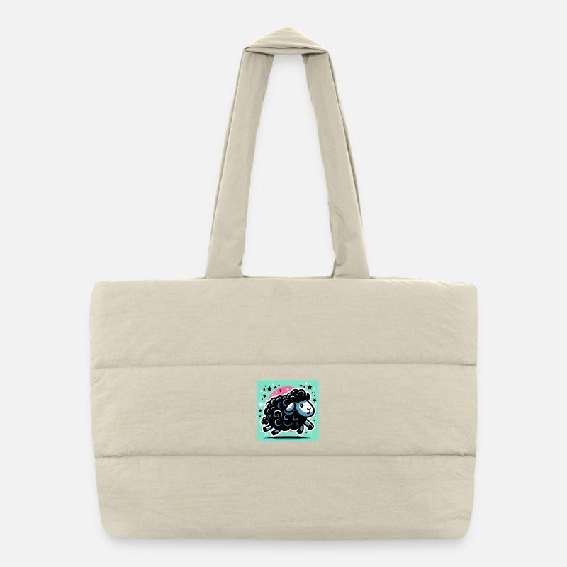 Mouton noir Sac shopping matelassé