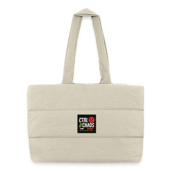 Ctrl Chaos vert et rouge -Design urbain basket  - Sac shopping matelassé - blanc naturel - Devant