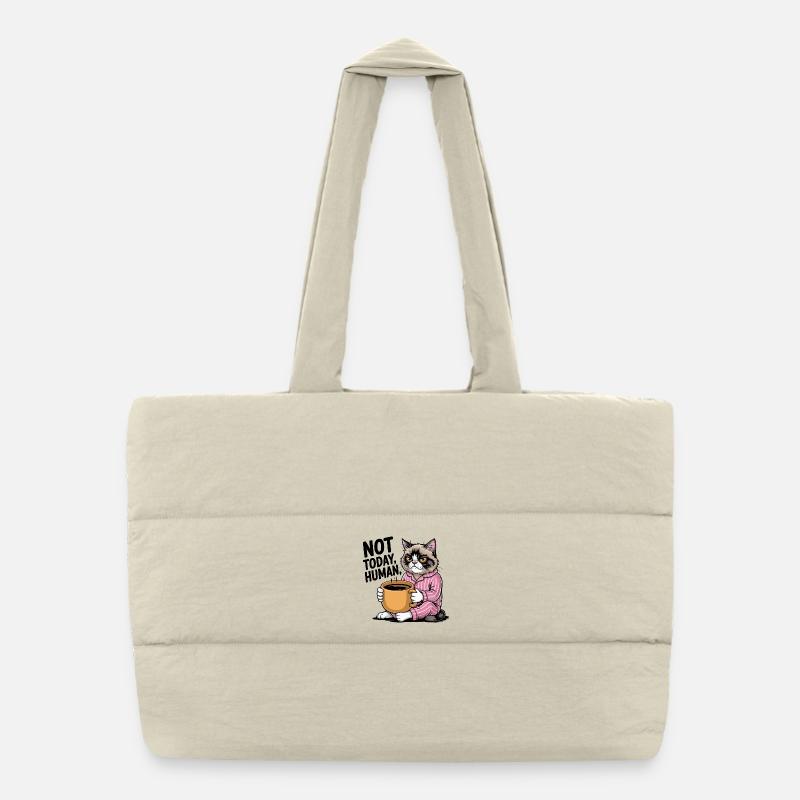 Pas aujourd’hui Café de chat en colère humain Sac shopping matelassé