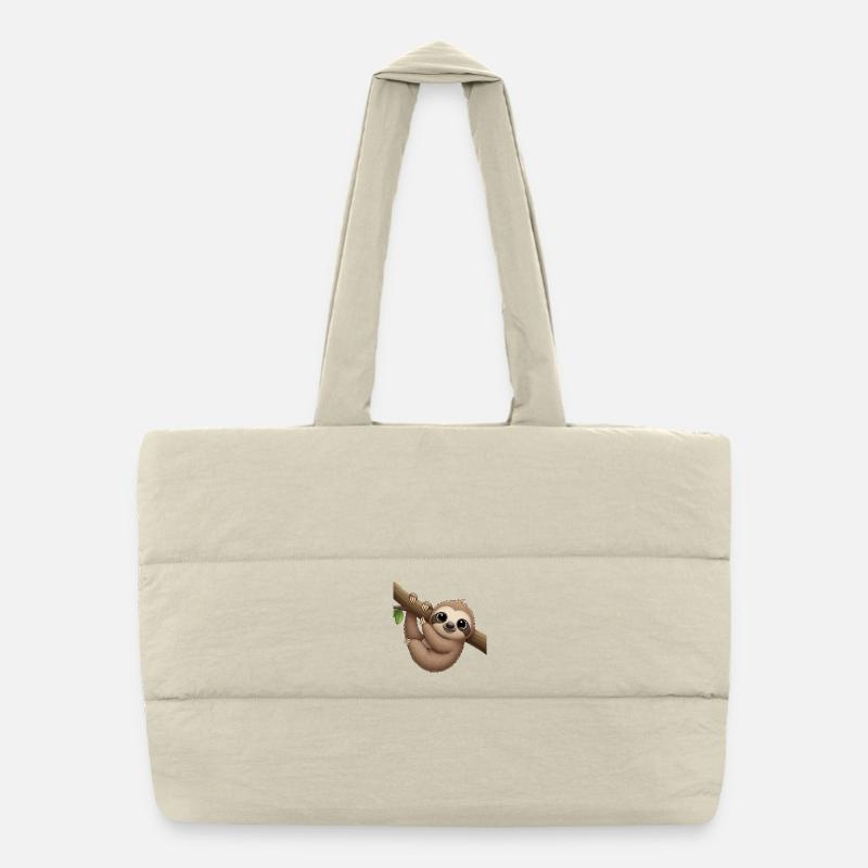 Cute sloth with branch Puffer Shopping Bag