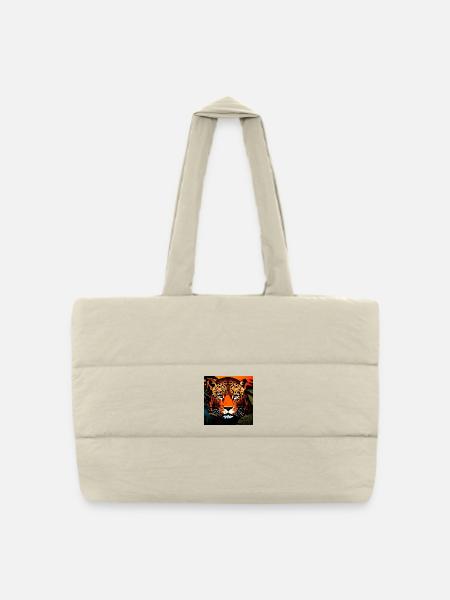 Wild Leopard Graphic - Puffer Shopping Bag - natural