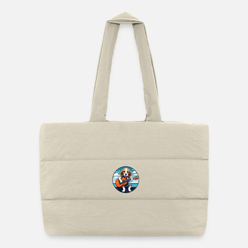 Amoureux des chiens Beagle avec guitare Sac shopping matelassé
