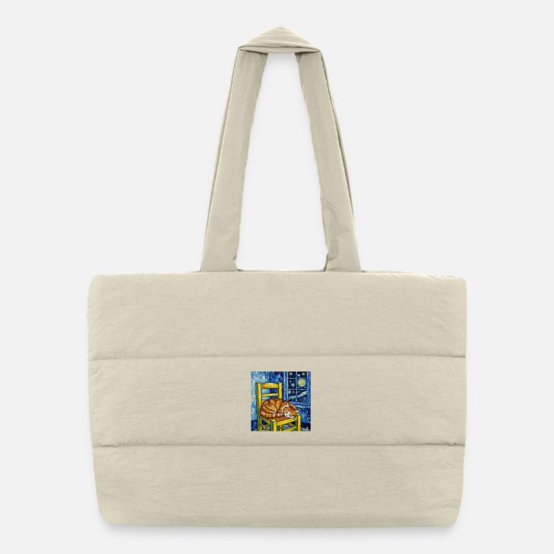 Kat van Gogh Sternenhimmel Puffer-Einkaufstasche