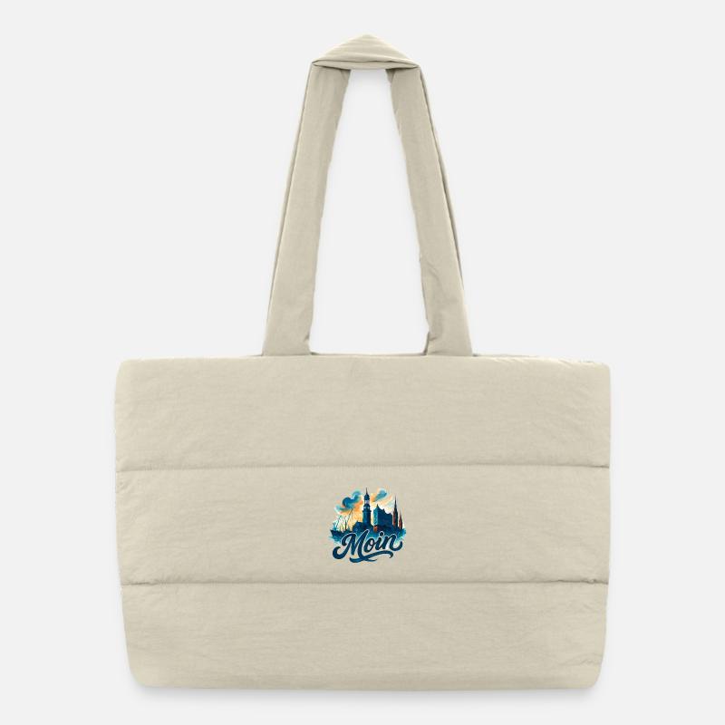 Hamburg Moin City Silhouette Maritime Gift Puffer Shopping Bag