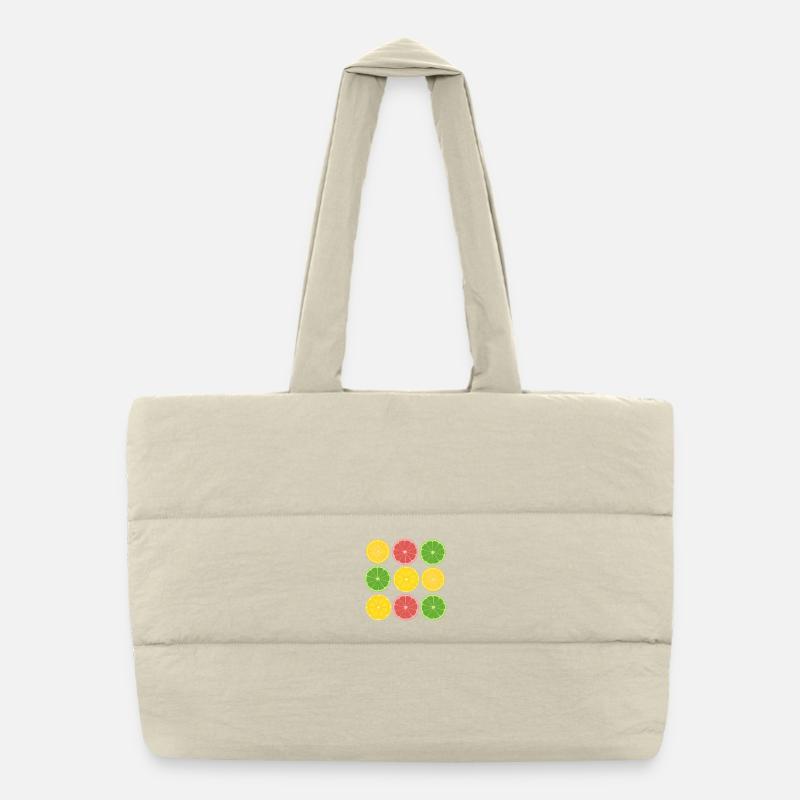 Frucht-Zitrus-Color-Blocking-Design Puffer-Einkaufstasche