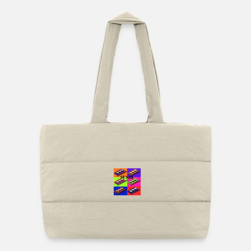 Colorful sushi design with pop art style Puffer Shopping Bag