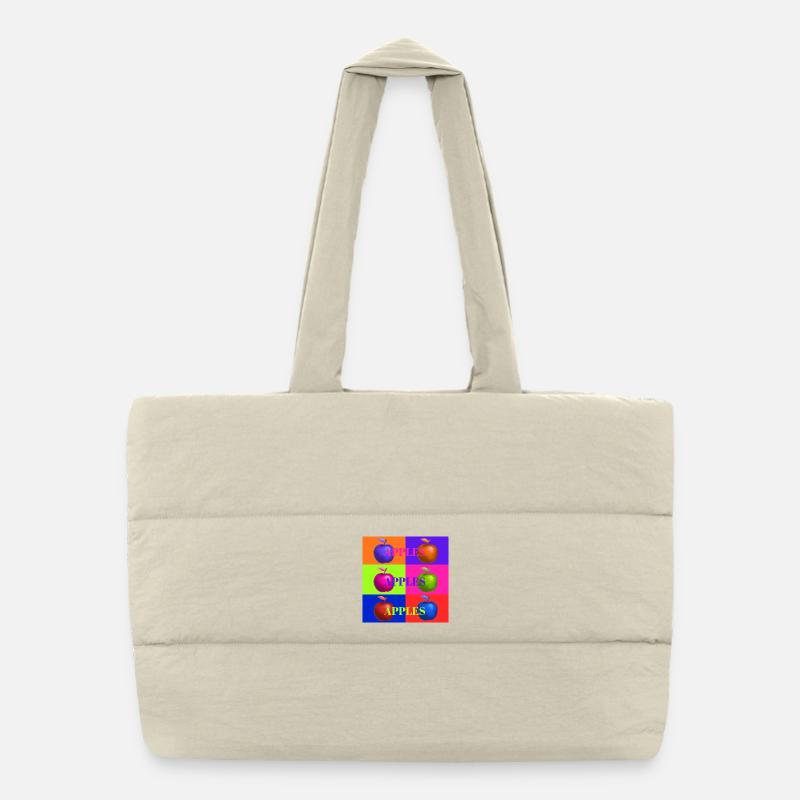 Pop Art Apfel Collage Design Puffer-Einkaufstasche