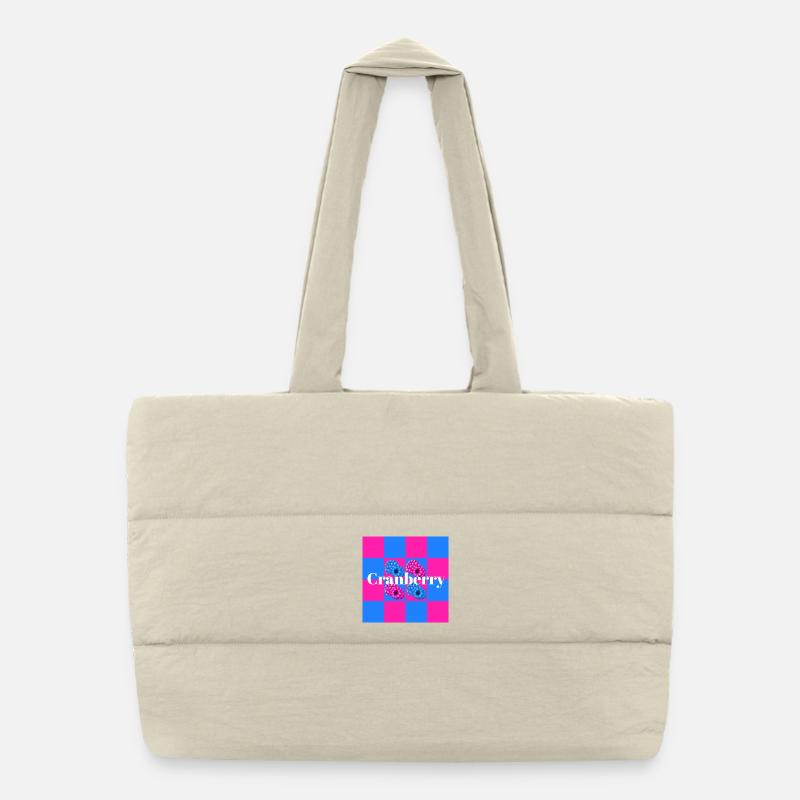 Vibrant berry patterns on color block background Puffer Shopping Bag