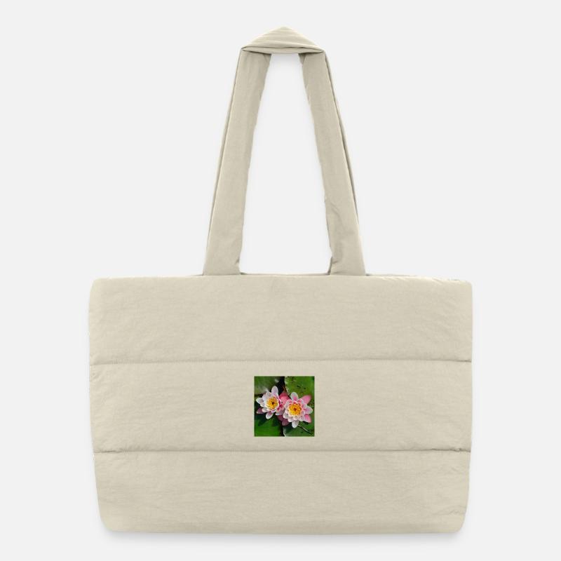 Nénuphars fleurs dans l’eau - Sac shopping matelassé - blanc naturel