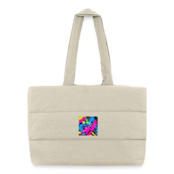 Abstract Neon Color Spot - Puffer Shopping Bag - natural - Front