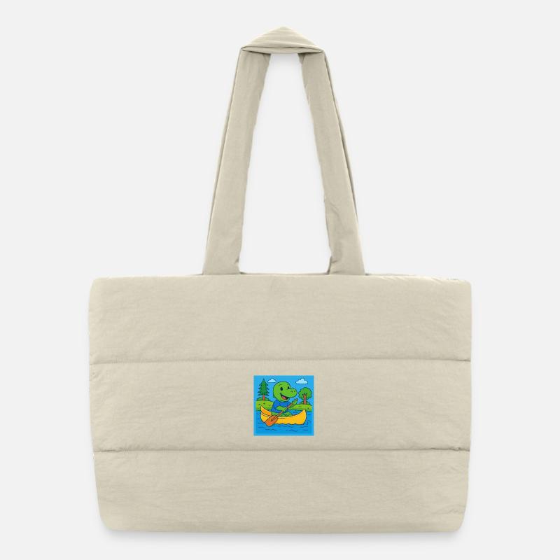 Petit dinosaure dans un canoë Sac shopping matelassé