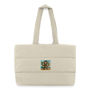 Humorous monkey with money and yacht - Puffer Shopping Bag - natural - Front