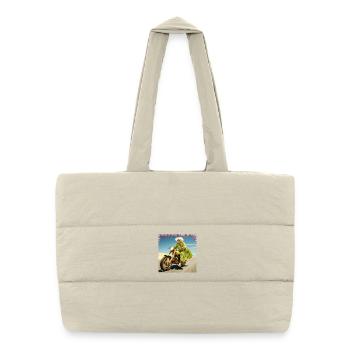 Mamie à moto dans le sable du désert Joie de vivre Age - Sac shopping matelassé - blanc naturel - Devant