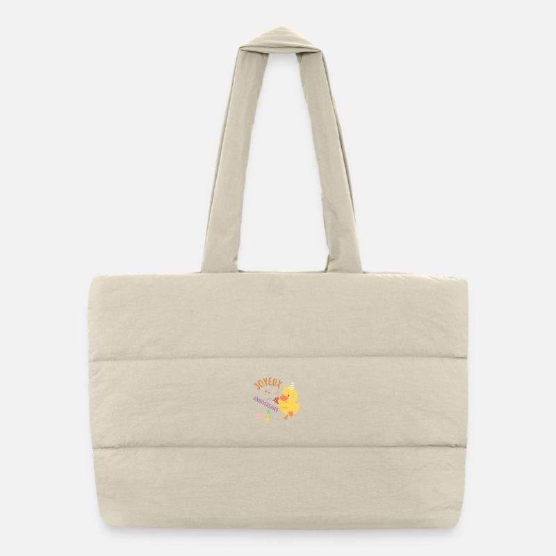 Joyeux anniversaire - Sac shopping matelassé - blanc naturel