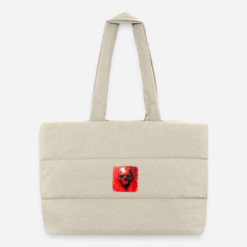 Dark Skull Art Print Puffer Shopping Bag