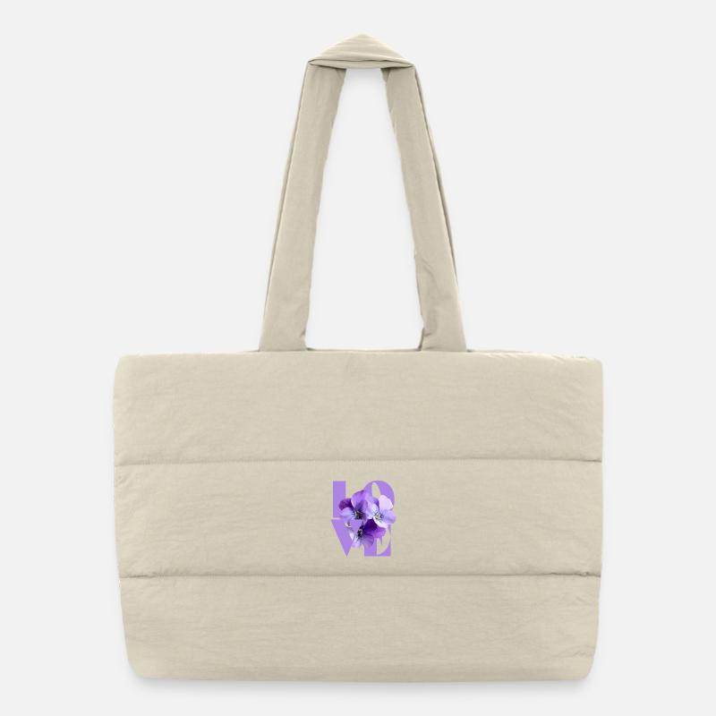 Pensée violette Art floral Sac shopping matelassé