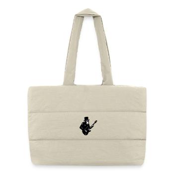 Singe saisissant avec guitare électrique de style rétro - Sac shopping matelassé - blanc naturel - Devant